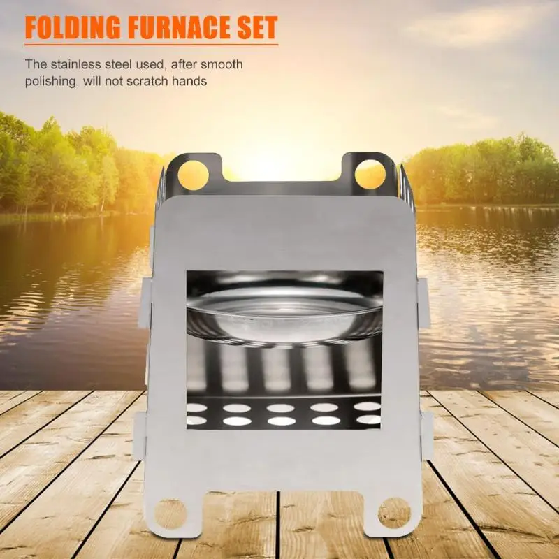 Outdoor Camping Stainless Steel Folding Wood Stove Portable Picnic ( | Спорт и развлечения
