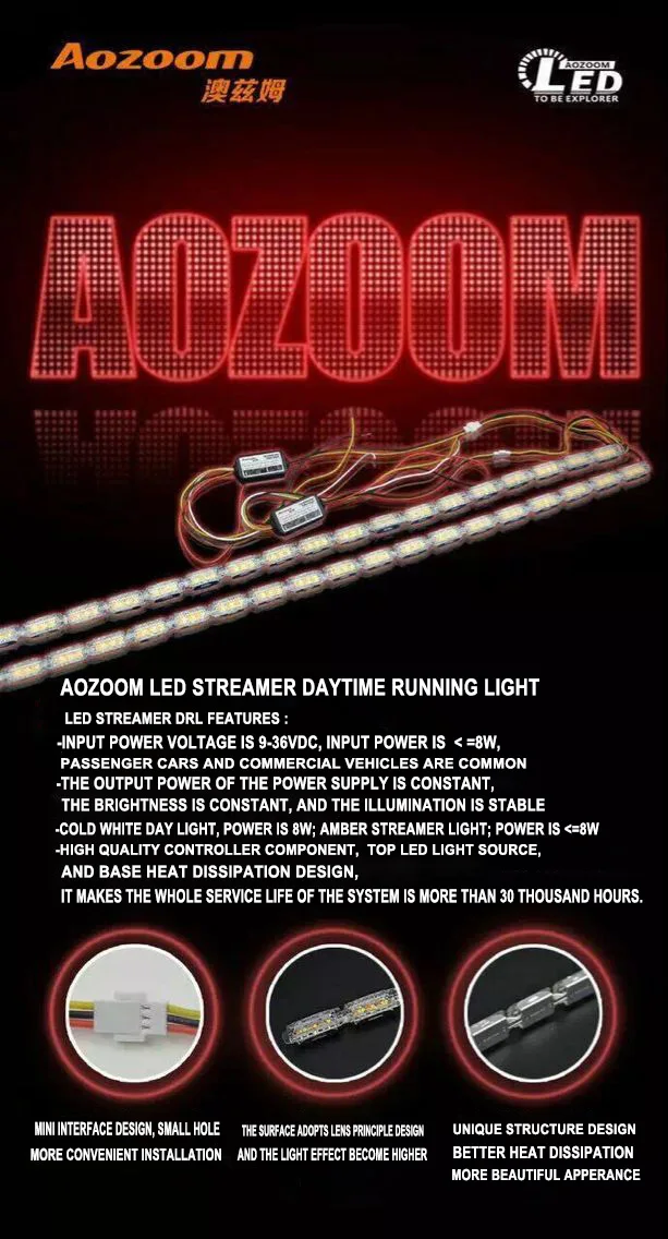 Aozoom лидер продаж 1 комплект 2 вида цветов светодиодные Streamer дневные ходовые огни