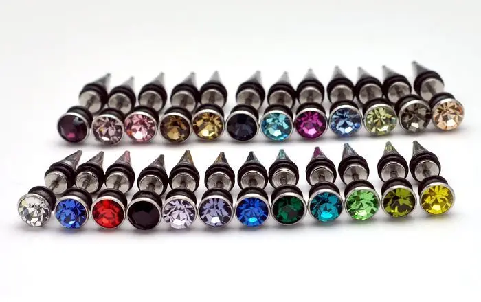 Серьги-гвоздики из нержавеющей стали, 7 мм, 24 цвета