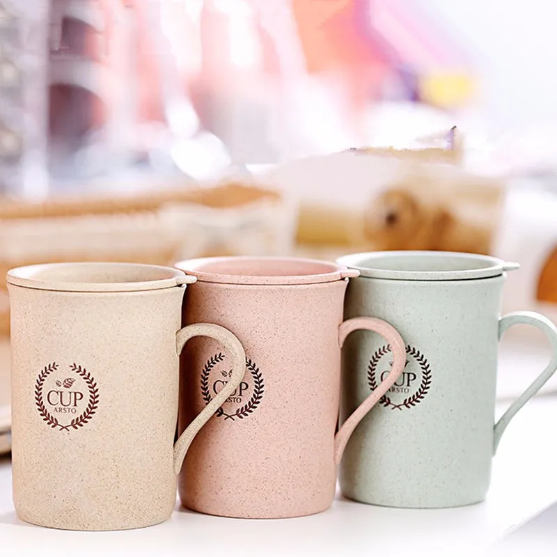 Золотая пшеничная соломенная пластиковая кофейная кружка 320 мл чашка для