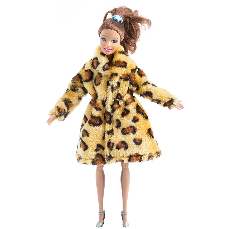 Leopard Print Модная Кукла Барби, игрушки, аксессуары, одежда, модель, шоу, Леопардовый принт, пальто, платье для 28-32 см, Барби, Brinquedos Roupas, подарок для девочки - Цвет: Leopard Print