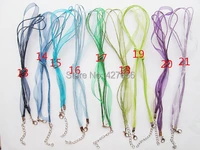 50pcs 20 colors 18inch ribbon wax snake necklace cord 1 8inch extender chain12mmx7mm lobster claspdiy accessory