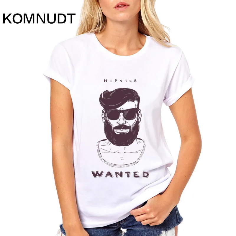 Komnudt 2018 последним бородатый усы печатных Забавные Creative Футболка Мода Женская