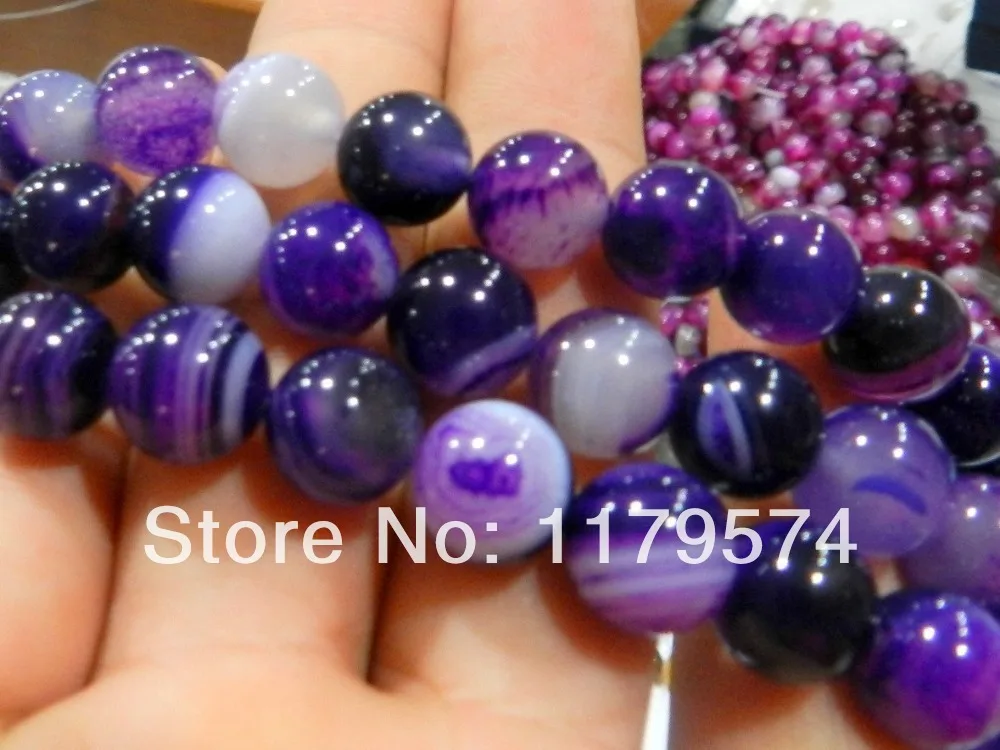 8 мм полосатые фиолетовые Агатовые Ониксовые круглые бусины 15 дюймов AAA WJ140 |