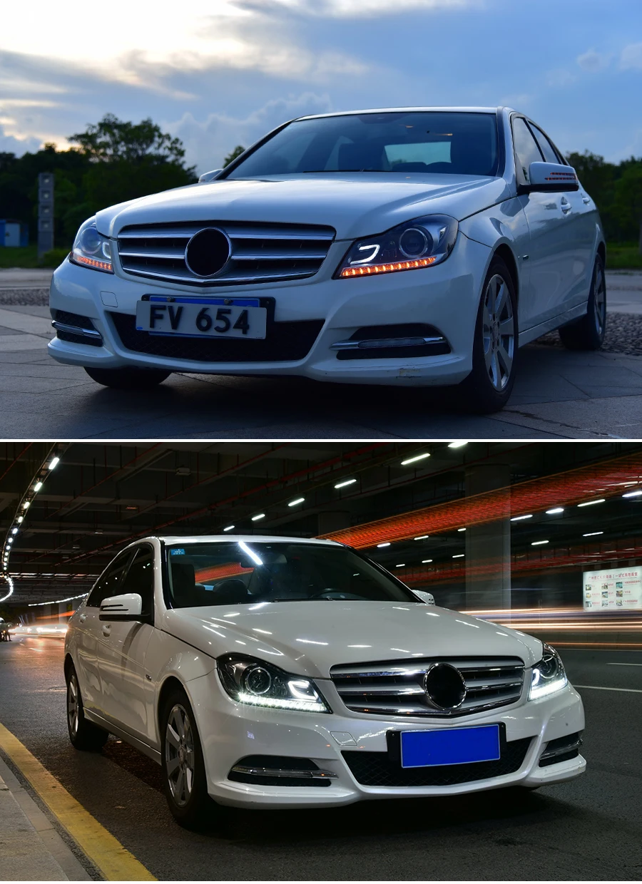 Головной светильник в сборе для Mercedes Benz W204 2011 2012 2013 C180C200C260 Светодиодный дневной светильник светодиодный поворотник