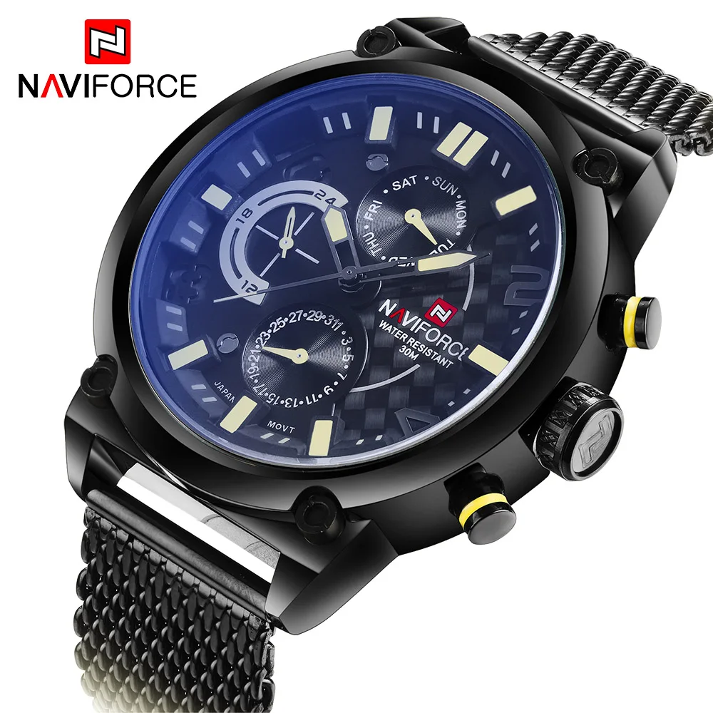 

NAVIFORCE Luxury Brand Full Steel Men Watches Men's Quartz 24 Hour Date Clock Male Sport Military WristWatches Relogio Masculino