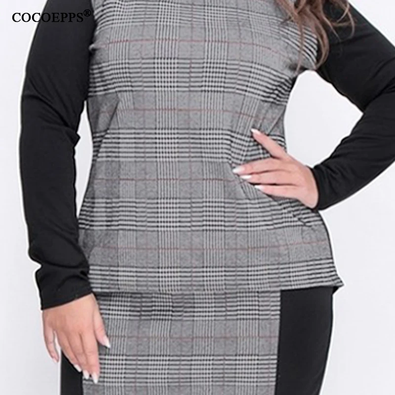 CACNCUT 5XL 6XL размера плюс 2 шт наборы 2019 женская одежда Топы + юбки большого s Женские