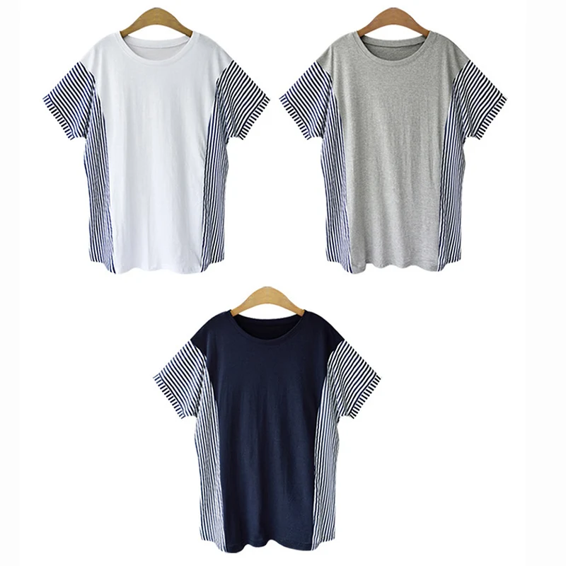 Новый Хлопок Плюс Размер Женская футболка Круглый вырез короткий рукав Топы И