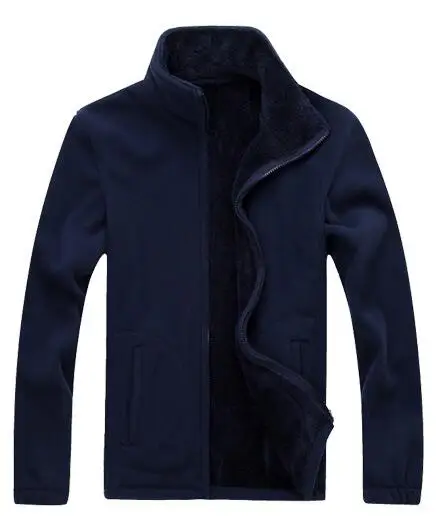 navy Мужская Утепленная ветровка, куртки, флисовая спортивная одежда 6XL 7XL 8XL, шерстяная подкладка, худи, теплые толстовки, теплые пальто, толстовки для мужчин - Цвет: navy