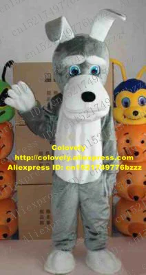 Grey Schnauzer Terrier Dog Mascot Costume Mascotte With White Belly Mouth Adult Cartoon Character Outfit Suit No.85 Free Ship |