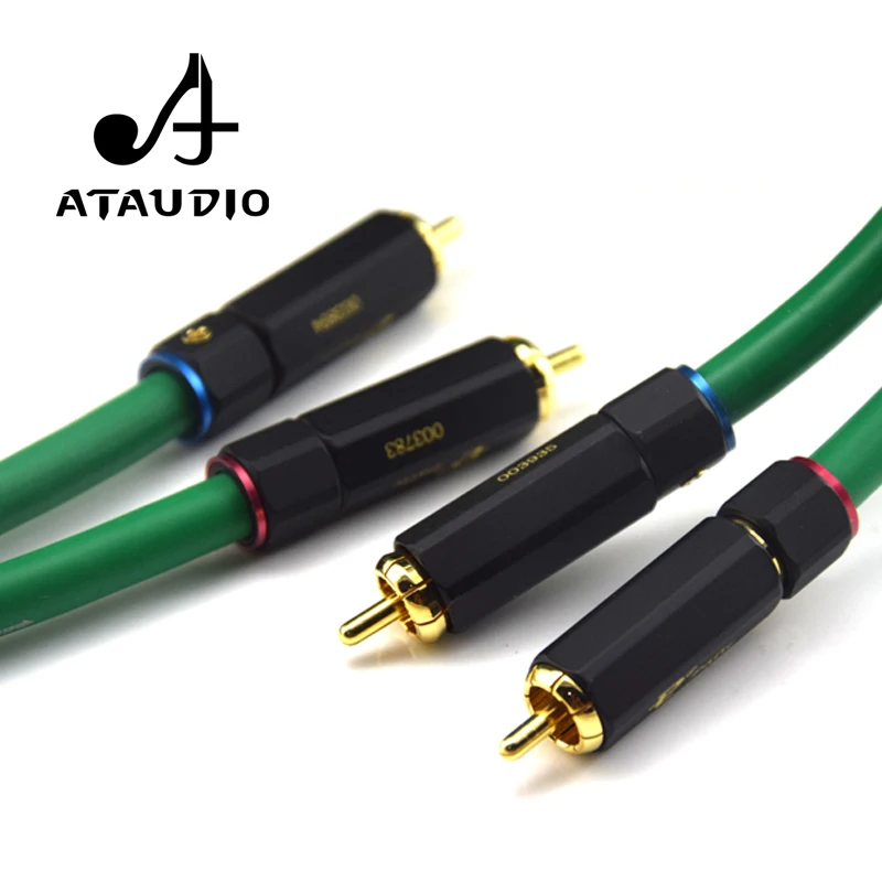 ATAUDIO Hifi посеребренный кабель 2RCA DVD усилитель Интерконнектор Двойной RCA Папа