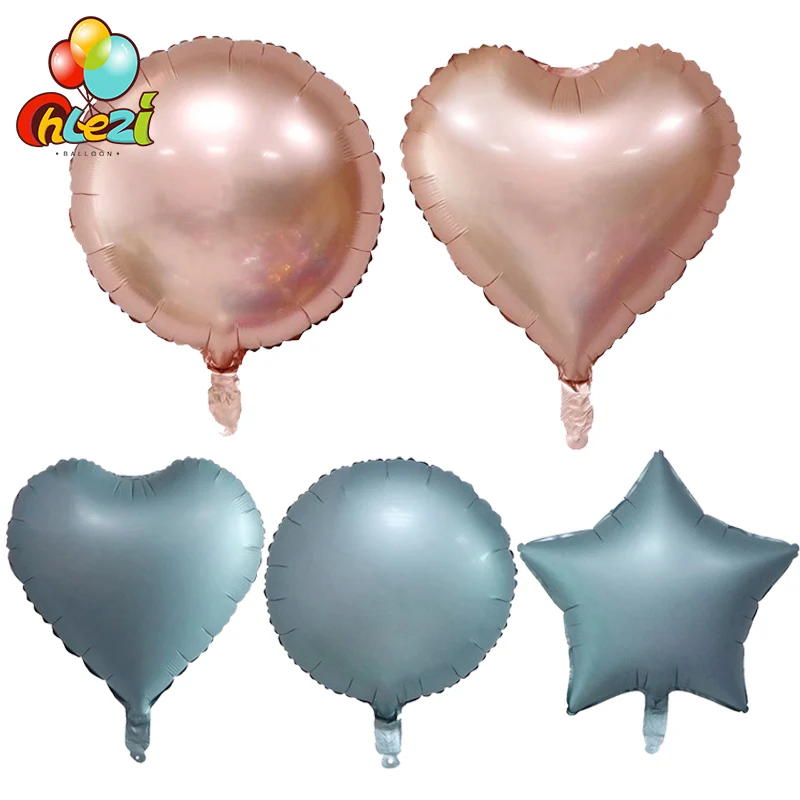 

10pcs/lot 18 inch Fashion gray Rose Gold Foil balloon Round Heart Star Aluminum helium balloon Birthday Wedding party Decoration
