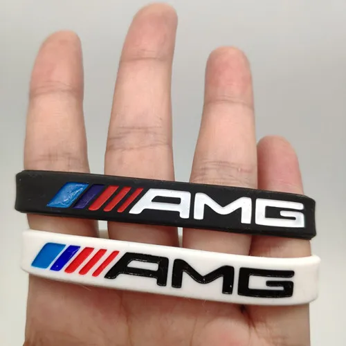 2 шт., силиконовый браслет AMG для мужчин и женщин, резиновый браслет на запястье, браслет для Mercedes Benz Club Fans, повязка на руку, Pulsera Pulseira - Окраска металла: 18