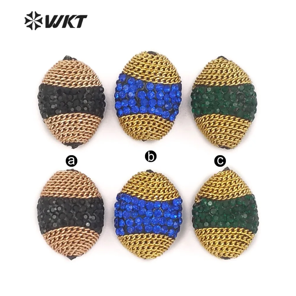 JF324 Trendy Oval Rhinestone Paving And Metal Decorative Beads Accessories Can Production Elegant Jewelry For Women | Украшения и