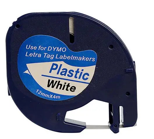 DYMO 91201 dymo LetraTAG белый пластик этикетка LT91201 label 12 мм * 4 м черный на white лента|Ленты для