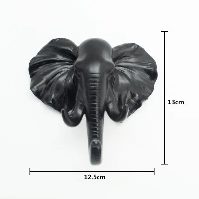 Elephant Black Изготовленный олень, носорог, слон, жираф, лошадь, животное, декоративный крючок, креативная модель из смолы, настенный крючок для ванной комнаты, настенный крючок - Цвет: Elephant Black
