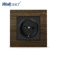 eu socket wallpad aluminium satin metal panel wood eu schuko wall power supply socket 110v 240v ac electrical outlets for home