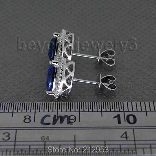 Однотонные серьги 14 к из белого золота с бриллиантами танзанита ААА натурального