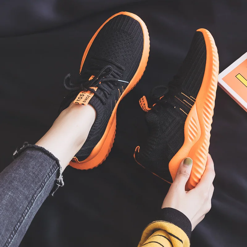 

Summer Flying Weaver Women's Shoes Breathable Sports Shoes Female Korean Edition 100 Student Running Fitness Shoes Socks Shoes