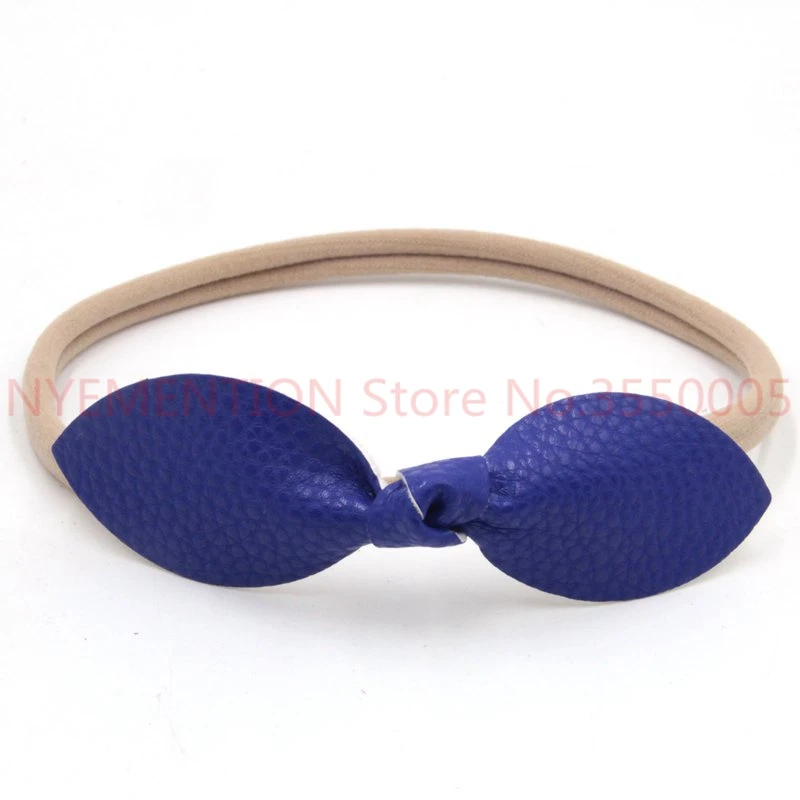 100pcs/lot 2017 New 4&quot Leather Bow Elastic Nylon Headband Chic European Hair Accessories For Kids Headwrap Headwear | Детская одежда