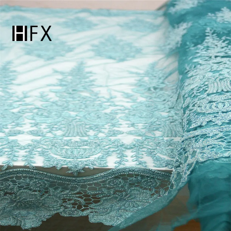 HFX африканская Ткань кружево фиолетовая вышивка французское для свадебной