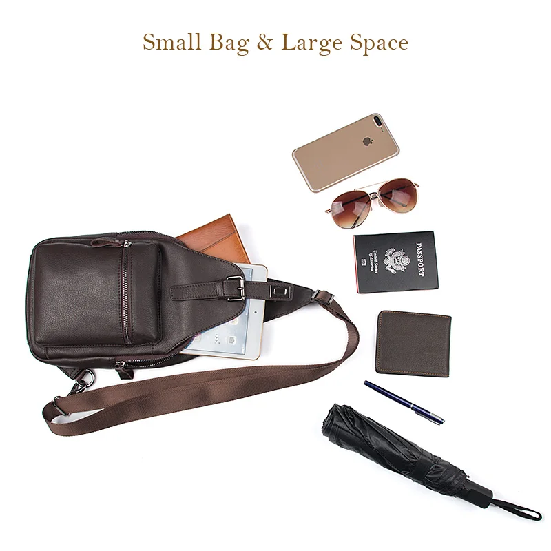 Мужская нагрудная сумка через плечо из натуральной кожи | Багаж и сумки