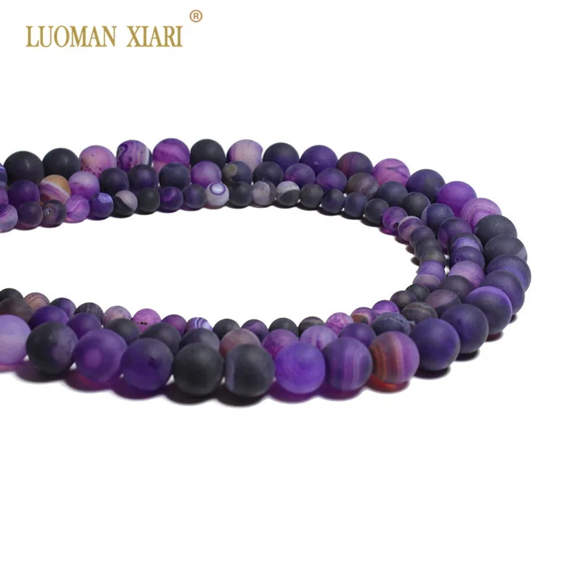 Wholesale Natural Dull Polish Stripe Agat Matte Round Stone Beads For Jewelry Making DIY Bracelet Material 6/8/10mm Strand 15'' |