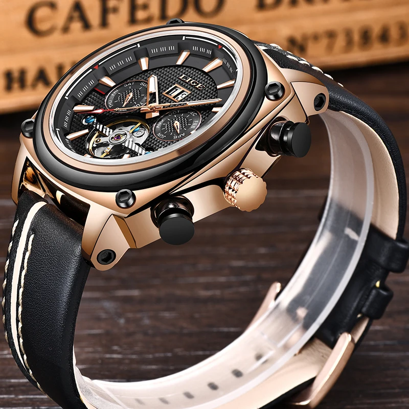 Montre Homme LIGE новые мужские часы Роскошные автоматические механические военные