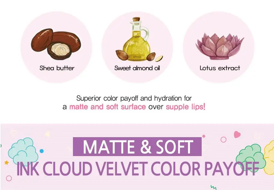 PERIPERA облако Ink Velvet 8 г Матовая губная помада Долгое губ оттенок Водонепроницаемый