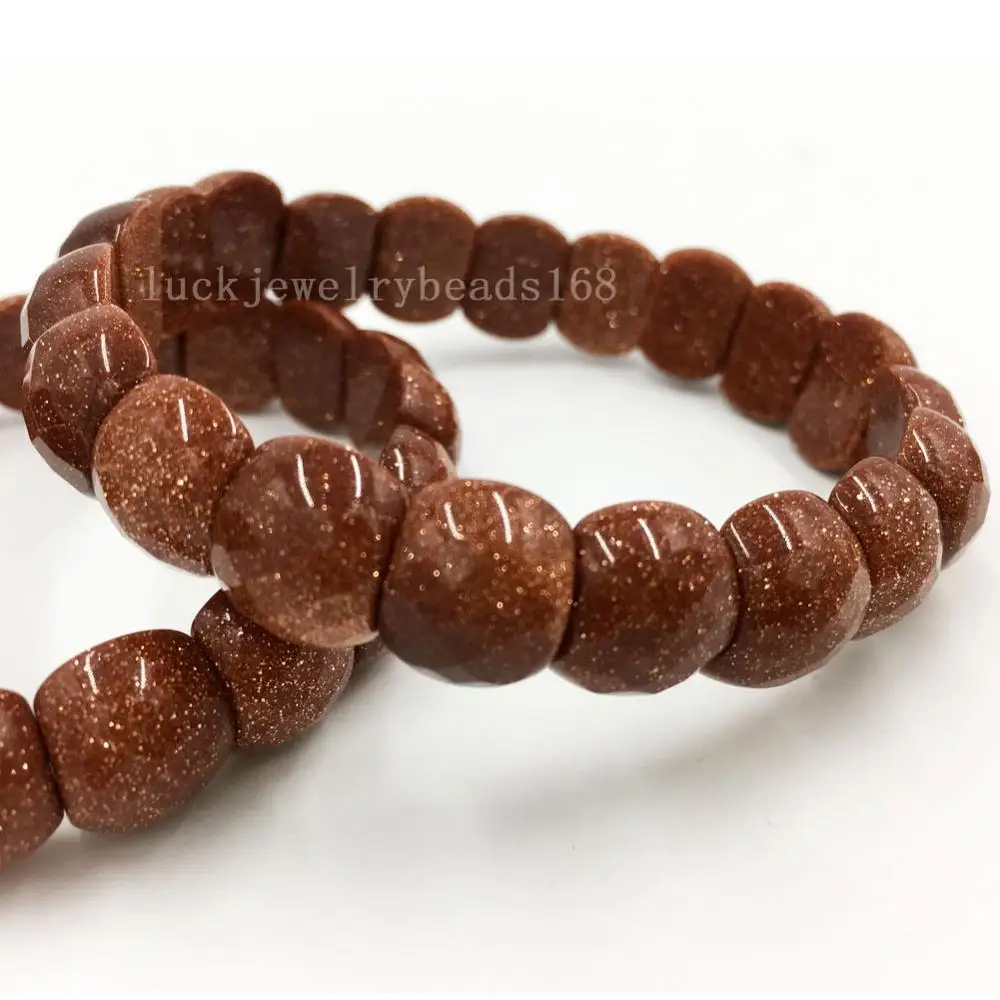 Goldstone FG8268 Граненый Jaspe тигровый глаз Лабрадорит золотой камень кристалл Сердолик авантюрин Синий Песок Бусины Из унакита эластичный браслет WFH468 - Окраска металла: Goldstone FG8268