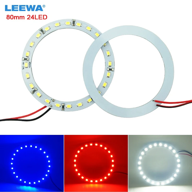 LEEWA 10 шт. 80 мм автомобильные ангельские глазки 1210/3528 24SMD светодиодные фары гало