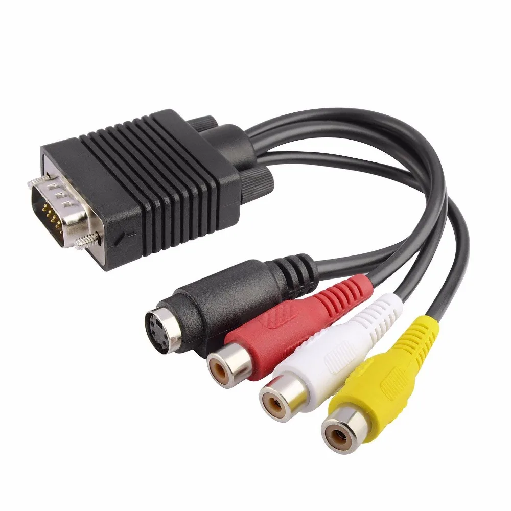 VGA к TV S Video 3 RCA ПК компьютер AV адаптер кабель конвертер (VGA RCA)|Кабели для