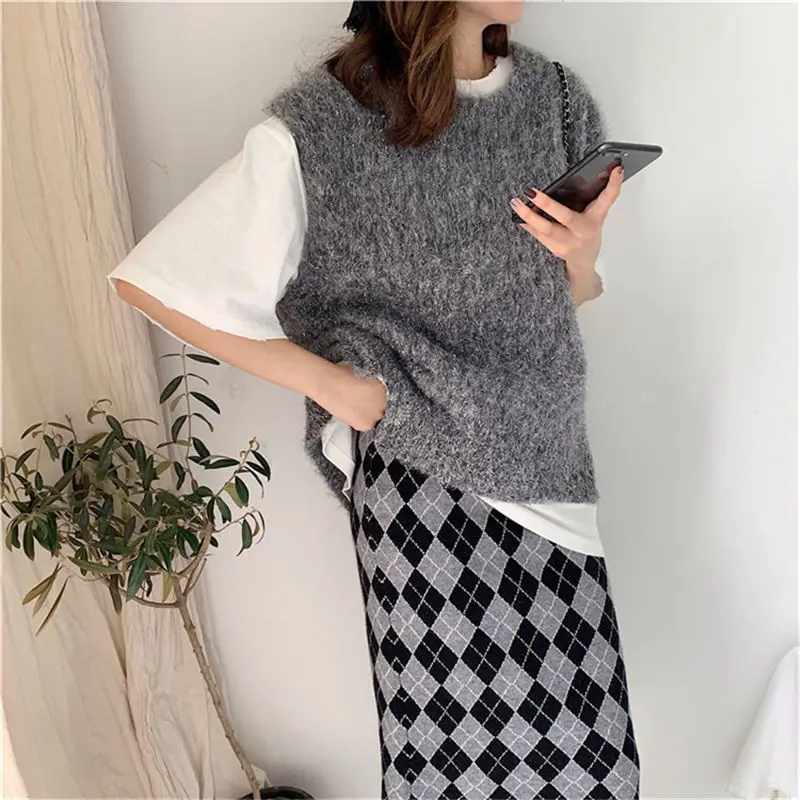 Женская Свободная трикотажная кофта HziriP простая облегающая одежда в стиле