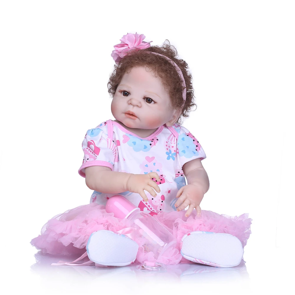 

Newborn Full Body Silicone Bebe Doll Reborn 22 Inch Vinyl Realistic babyDoll alive Reborn Baby Simulator Dolls For Girls Toys