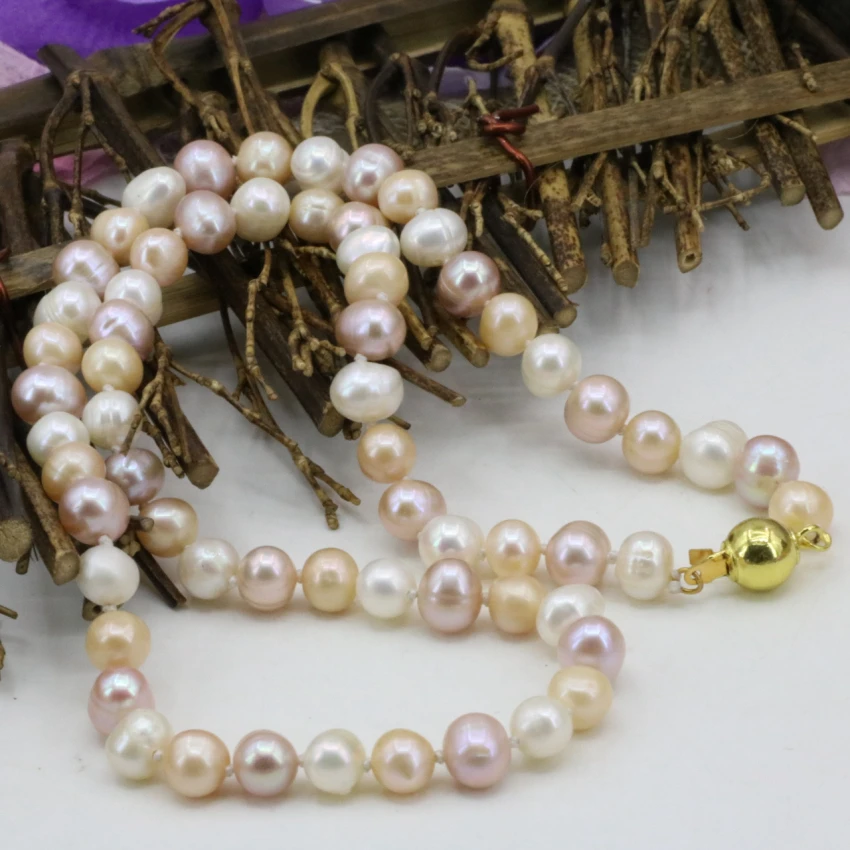 Многоцветный жемчужное ожерелье 7-8 мм натуральный пресноводным