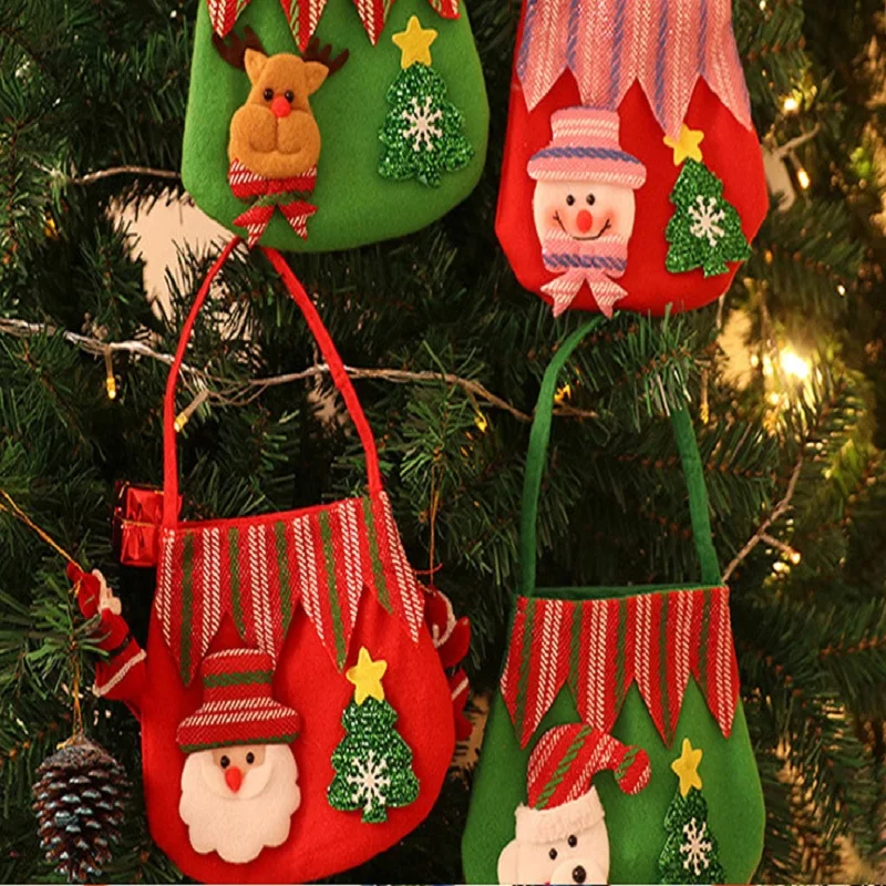 

New Christmas gift bag, candy bag, handmade Apple gift basket, old man, snowman, elk handbag decoration