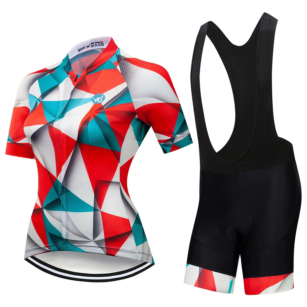 Jersey and bib Pants VENDULL Vélo комплект дышащая быстросохнущая горный велосипед майки комплект Велосипедная форма Для женщин#14 - Цвет: Jersey and bib Pants