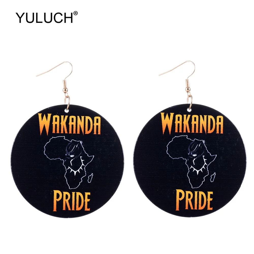 YULUCH 2019 модные круглые деревянные окрашенные в виде мамы серьги капли с принтом