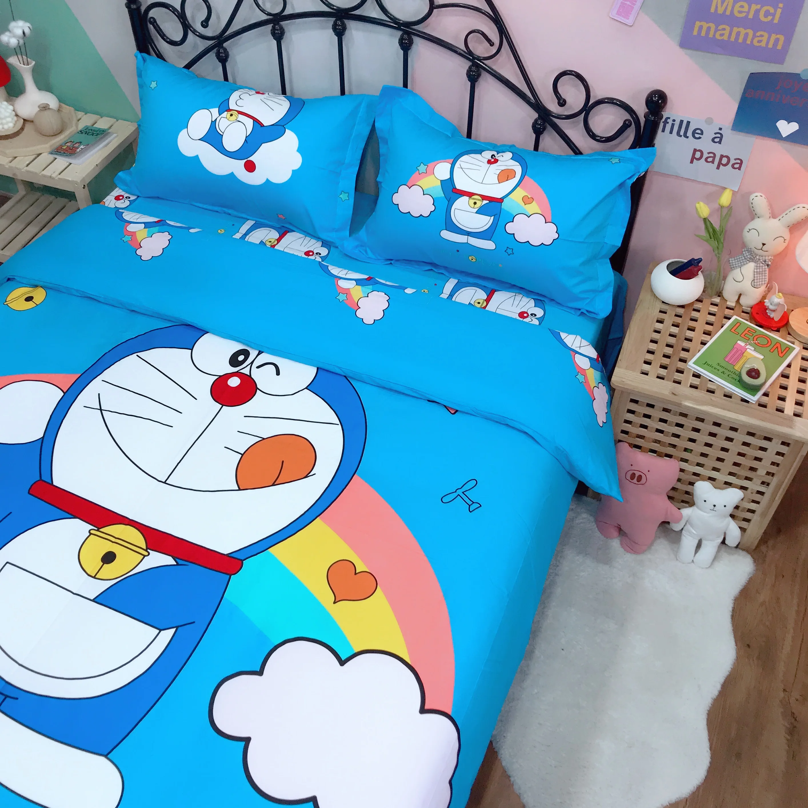 Мультяшный Кот 3d постельный набор Doraemon детская спальня чистое хлопковое