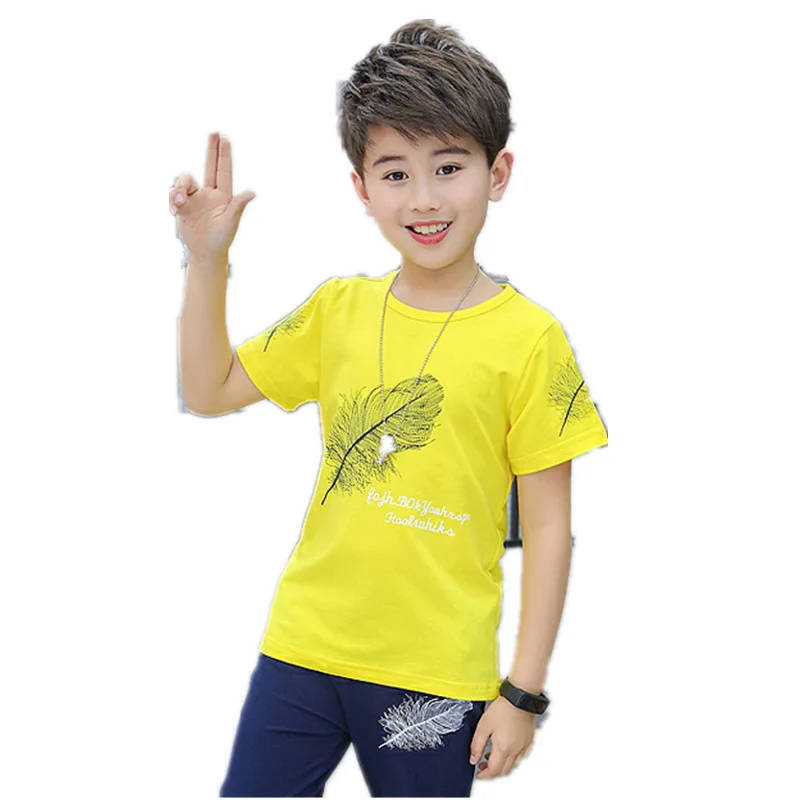 Костюм для мальчиков Новинка Лето 2019 Одежда детская футболка из чистого хлопка с