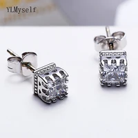 2022 elegant 55mm square cz stone earrings crystal jewelry white jewellery fast delivery stud earring for women