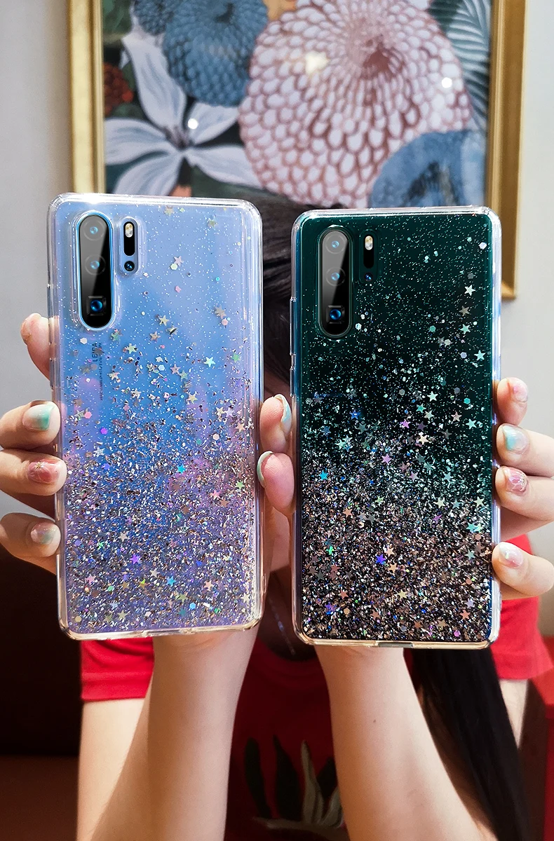 Bling Glitter Case for Huawei P20 Lite P30 Silicon Crystal Sequins Soft Cover for Huawei P30 Lite P20 Pro Transparent Phone Case
