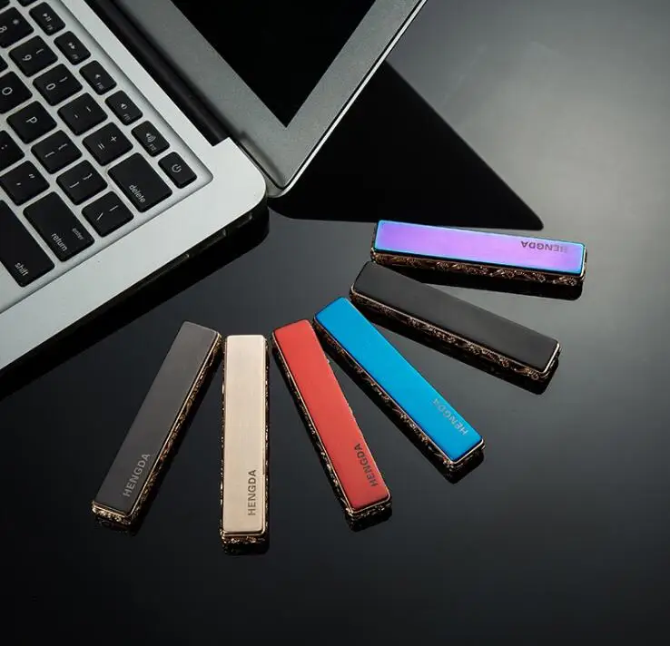 Металлическая Полоса USB мини перезаряжаемая Зажигалка ультра-тонкий креативный