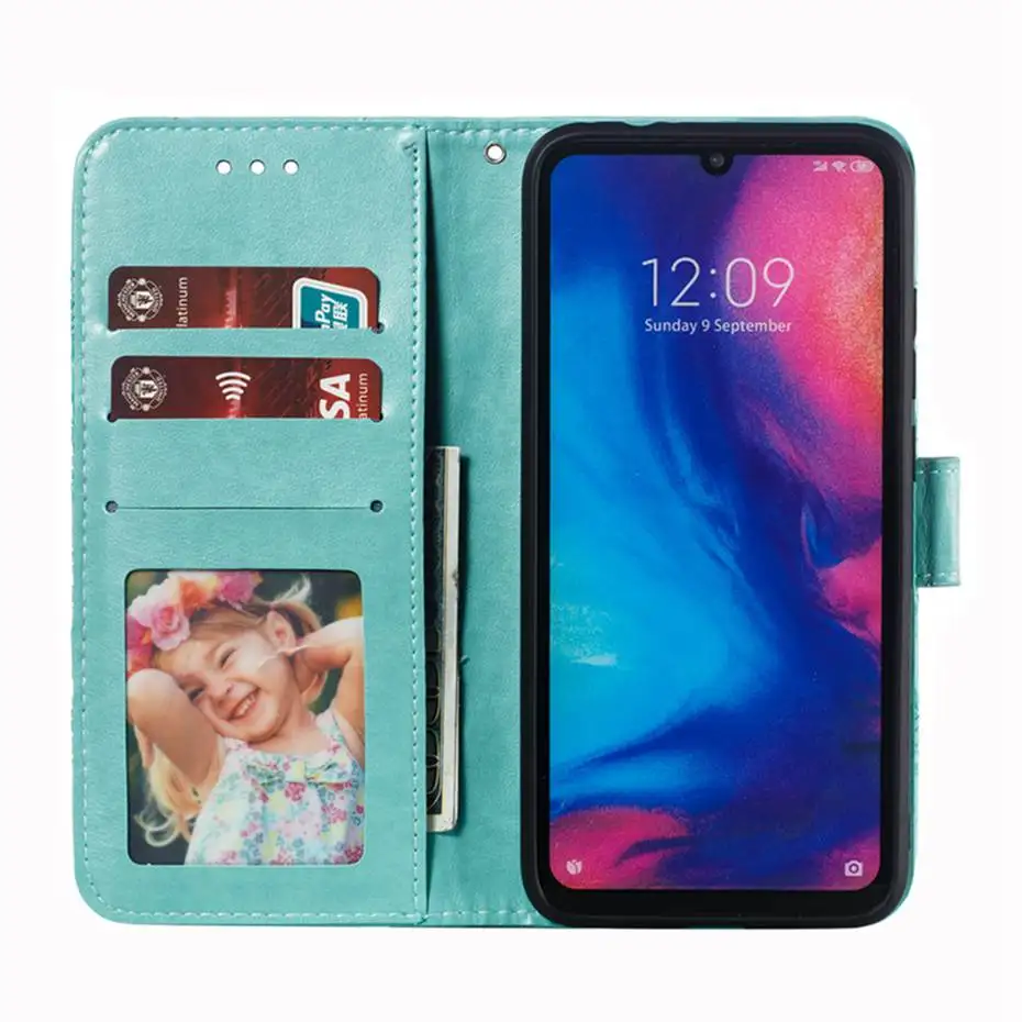 3D рельефный чехол из искусственной кожи для Xiaomi Redmi Note 7 6 Pro с откидной крышкой