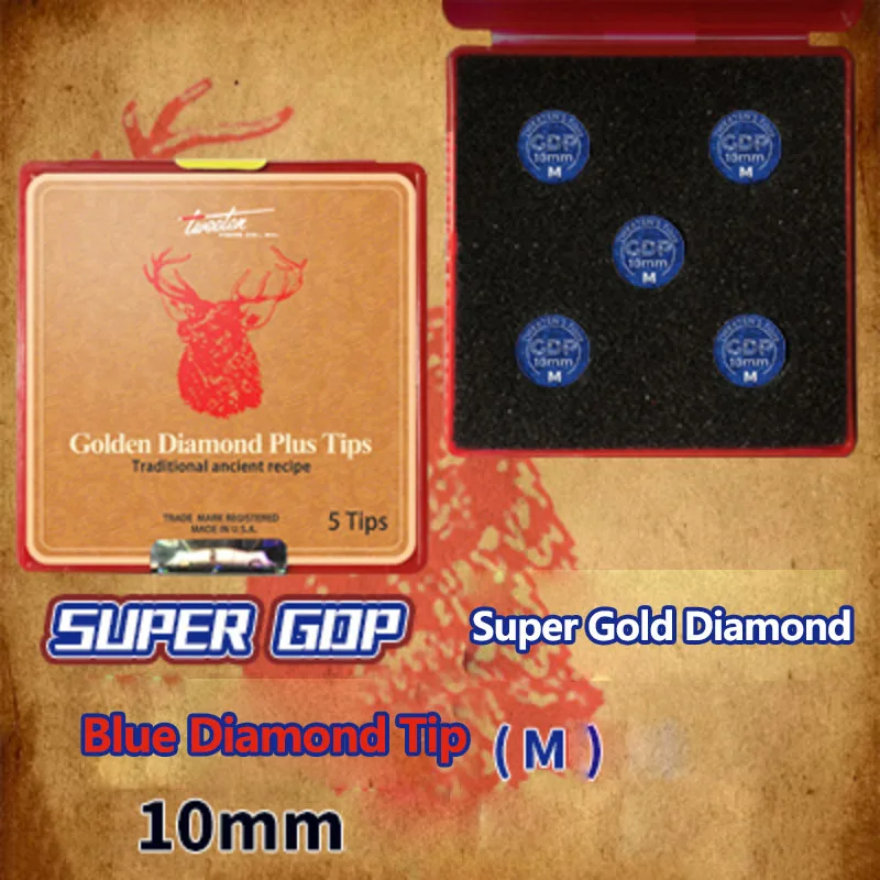10mm M 5in1box SuperGold бриллиантовый синий наконечник отличный бильярдный наконечник для кия с аутентичным американским синим бриллиантовым логотипом - Цвет: 10mm M 5in1box