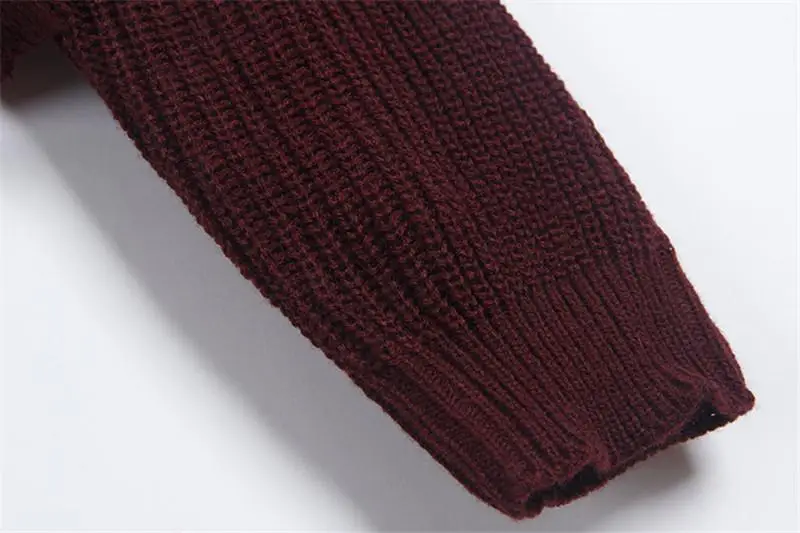 

Women Sweater Wine Red Casual Knitted Sweater Female Women Pullovers Knitwear 2020 Autumn Winter O-neck Loose Sweater New 956937