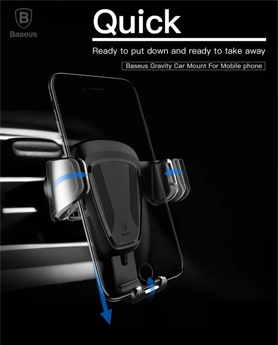 Автомобильный держатель Baseus Gravity для iPhone, samsung, держатель для мобильного телефона, 360 градусов, gps, крепление на вентиляционное отверстие, автомобильная подставка для телефона