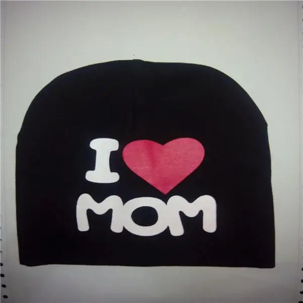 black i love mom IMucci/1 PcsLovely унисекс для мальчиков и девочек осень-зима теплые I Love Mama Papa детская шапка Новые детские вязаные теплые хлопковые вязанные шапочки - Цвет: black i love mom