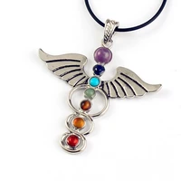 100 unique 1 pcs charm silver plated angel wings chakra healing pendant for gift fashion jewelry