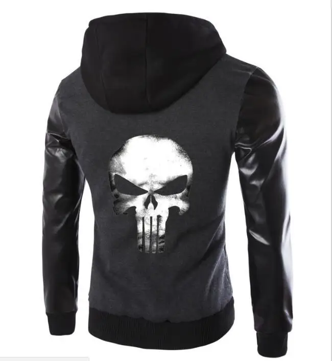 Мужская куртка Каратель Шаньтоу с капюшоном рукавом кожаный дизайн Модная